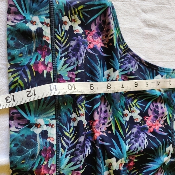 Kyodan High Neck Long Line Blue Tropical Sz. M Swim Tank - Picture 9 of 9